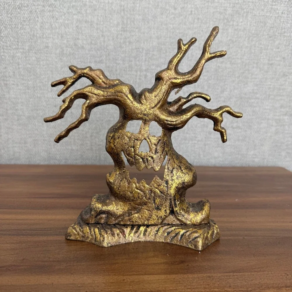 Vintage Cats Iron Gold Spooky Haunted Tree Tea Light Candle Holder Halloween